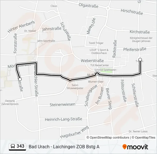 343 Bus Line Map