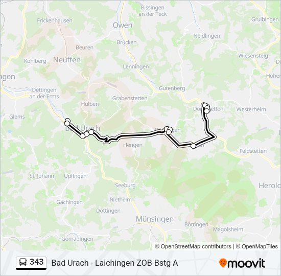 Автобус 343: карта маршрута