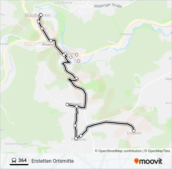 364 Bus Line Map