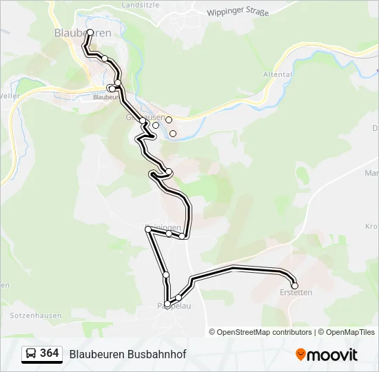 364 Bus Line Map