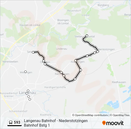 593 Bus Line Map