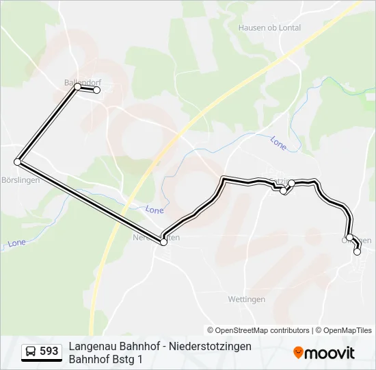 593 Bus Line Map