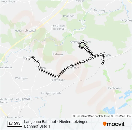 593 Bus Line Map