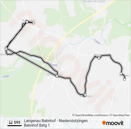 593 Bus Line Map