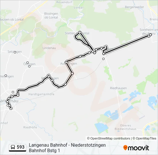 593 Bus Line Map