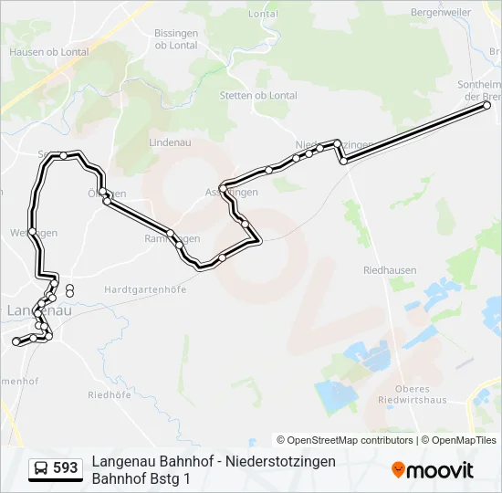 593 Bus Line Map