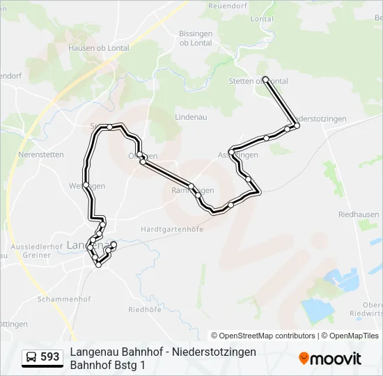 593 Bus Line Map