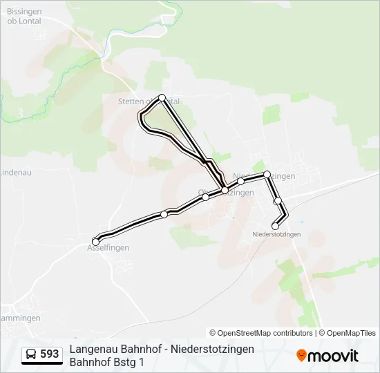 593 Bus Line Map