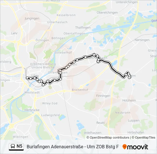 N5 Bus Line Map
