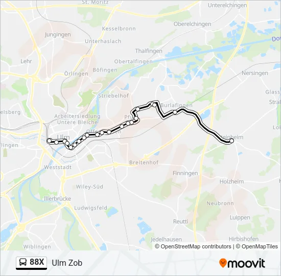 88X Bus Line Map