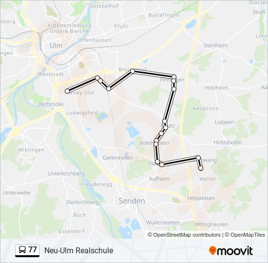 Автобус 77: карта маршрута