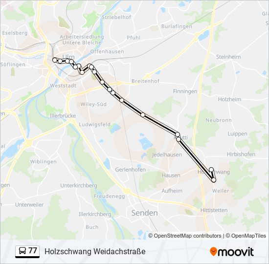 Автобус 77: карта маршрута