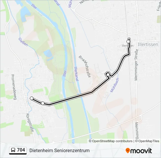 704 Bus Line Map