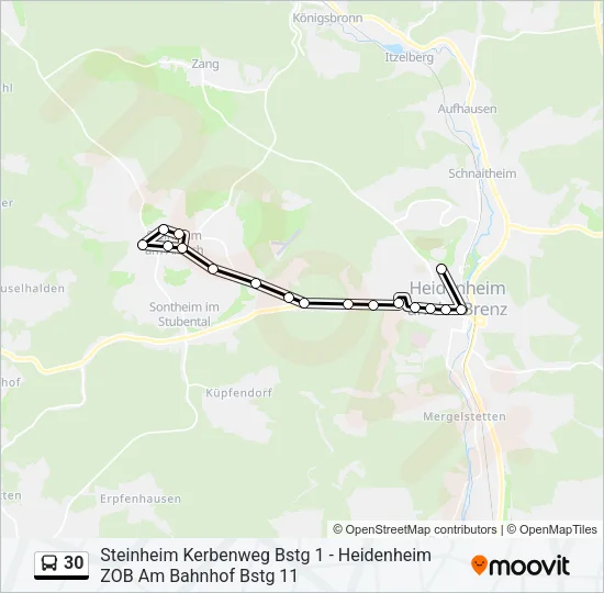 30 Bus Line Map