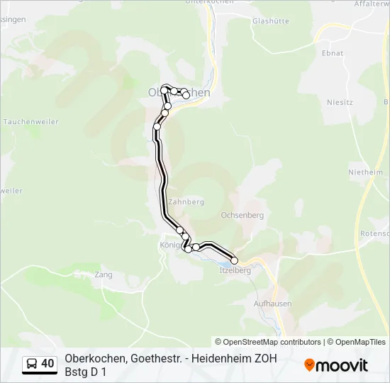 40 Bus Line Map