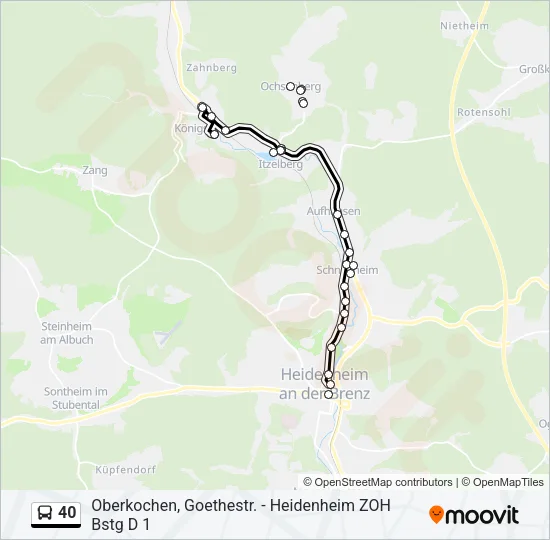 40 Bus Line Map
