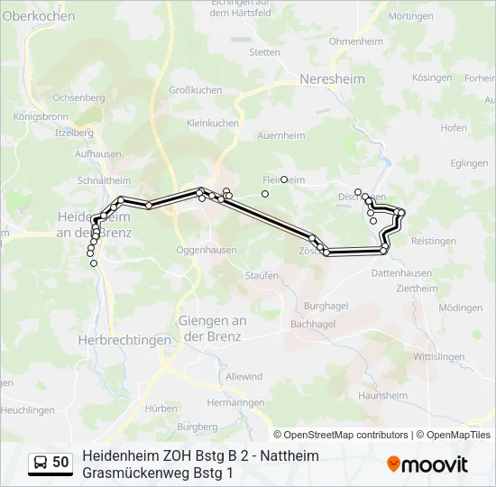 50 Bus Line Map
