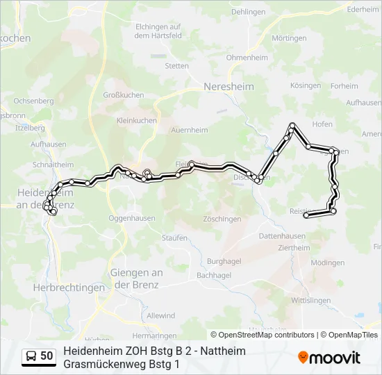 50 Bus Line Map