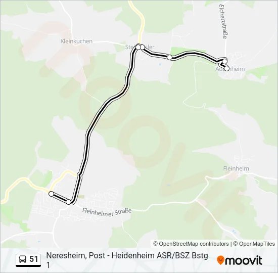 51 Bus Line Map