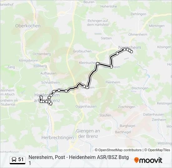 51 Bus Line Map
