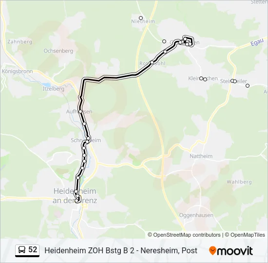 52 Bus Line Map