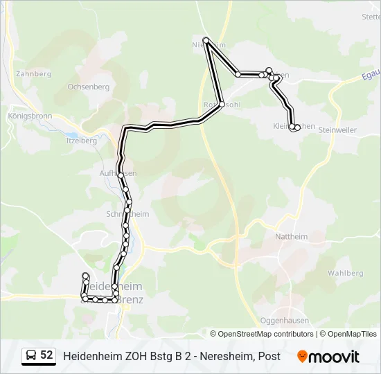 52 Bus Line Map