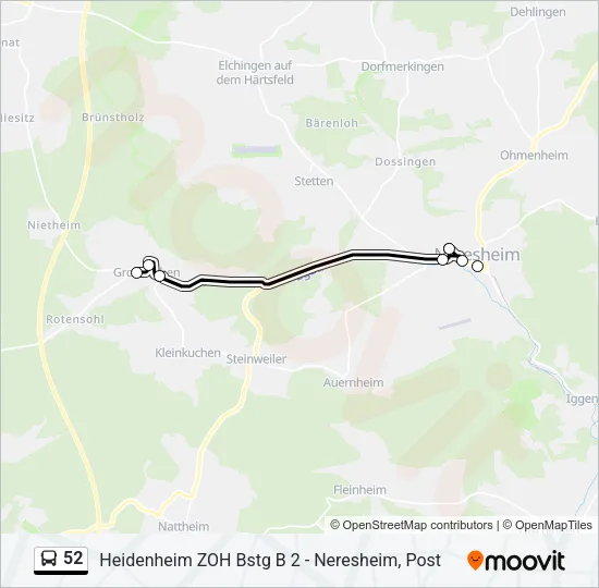 52 Bus Line Map