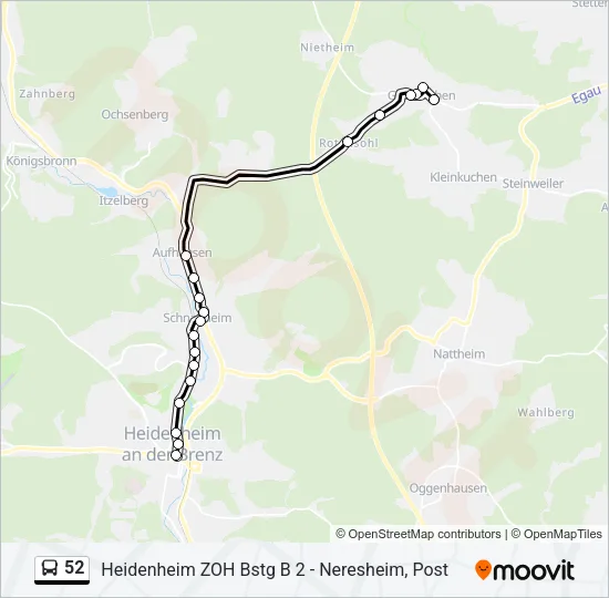 52 Bus Line Map