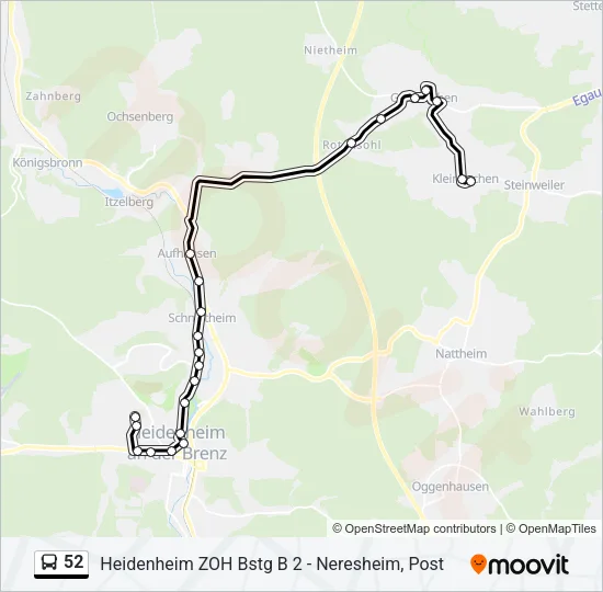 52 Bus Line Map