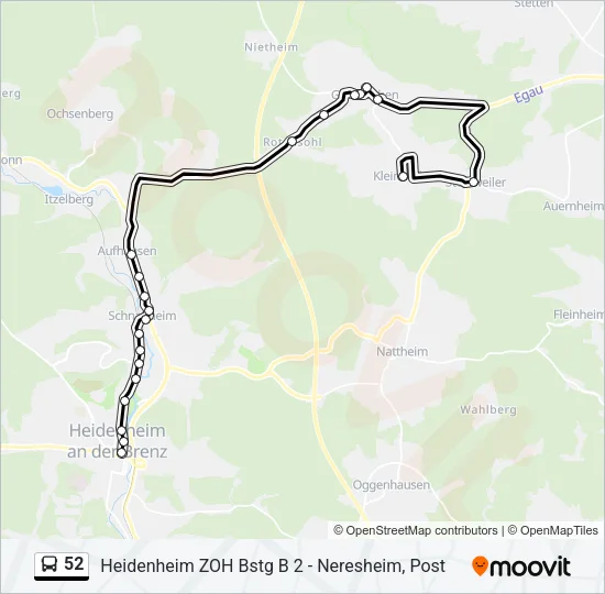 52 Bus Line Map