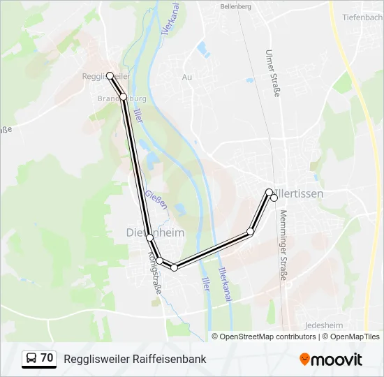 70 Bus Line Map