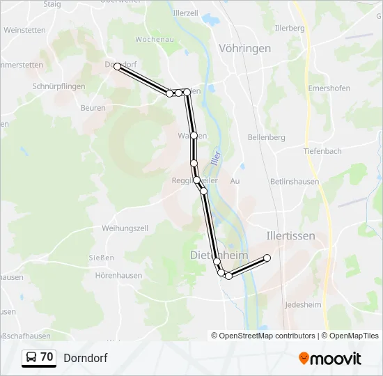70 Bus Line Map