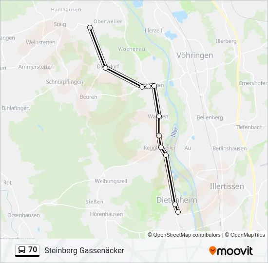 70 Bus Line Map