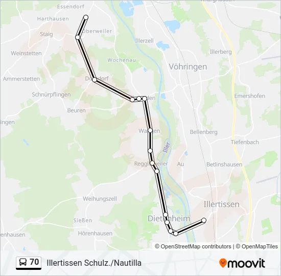70 Bus Line Map