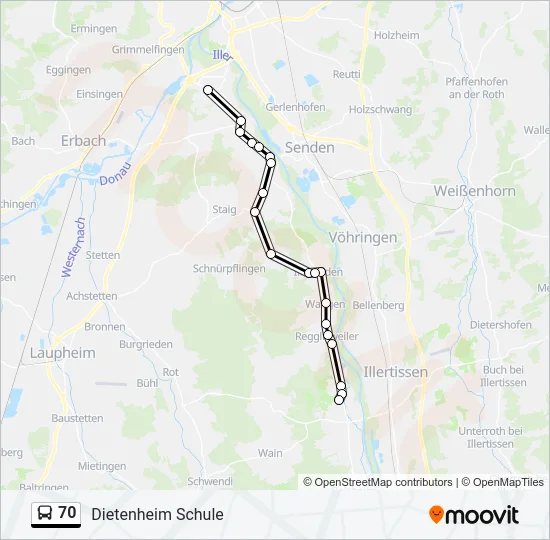70 Bus Line Map