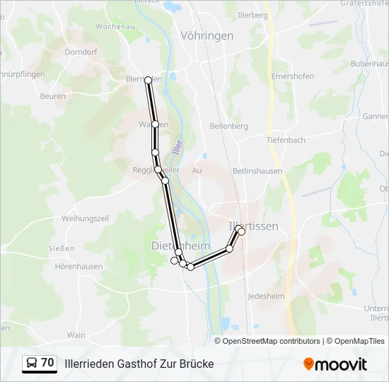 70 Bus Line Map