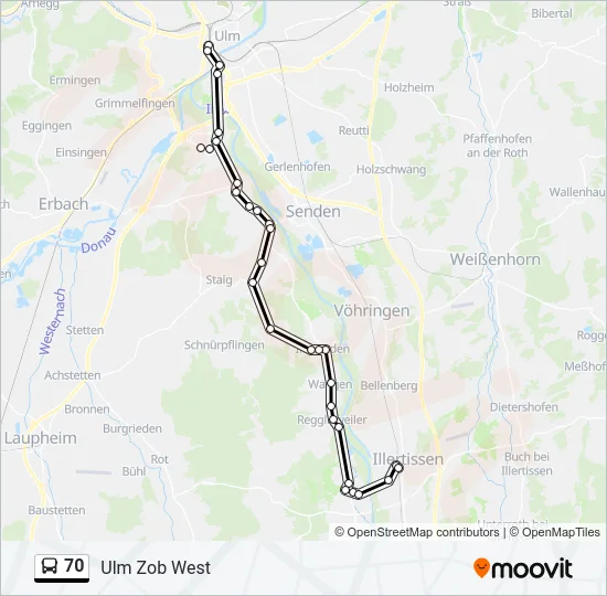 70 Bus Line Map