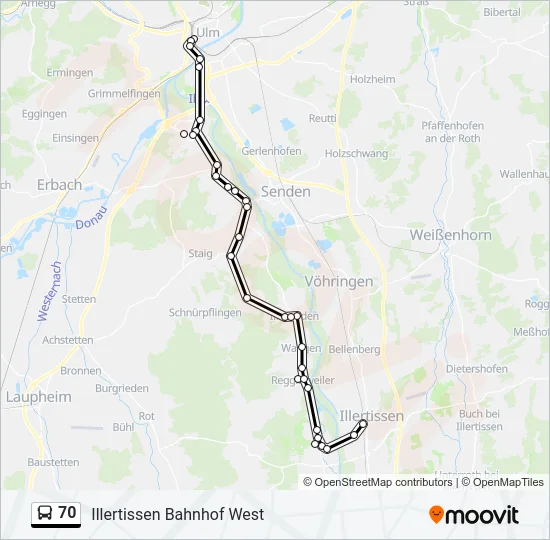 70 Bus Line Map