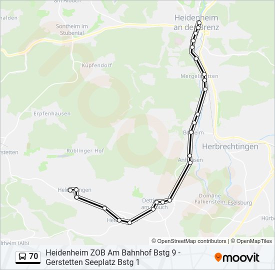 Buslinie 70 Karte