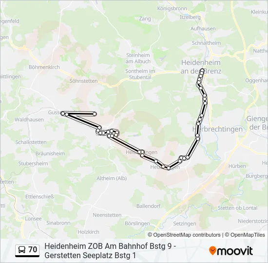 70 Bus Line Map
