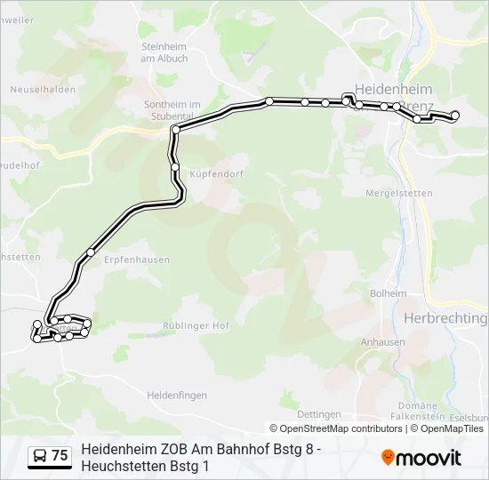 75 Bus Line Map