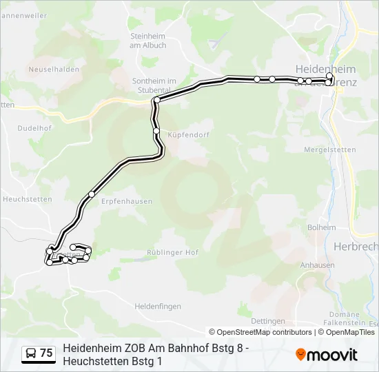 75 Bus Line Map