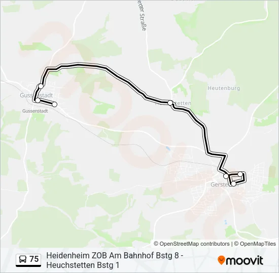 75 Bus Line Map