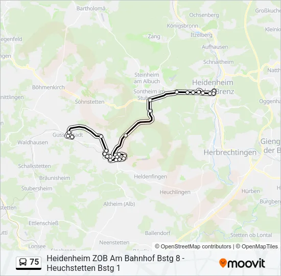 75 Bus Line Map