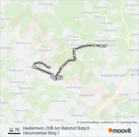 75 Bus Line Map