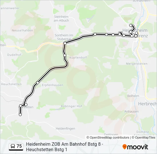 75 Bus Line Map