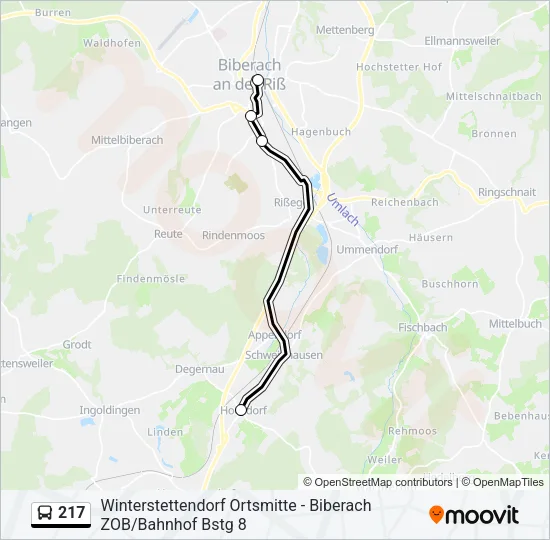 217 Bus Line Map
