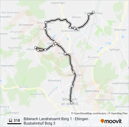 318 Bus Line Map