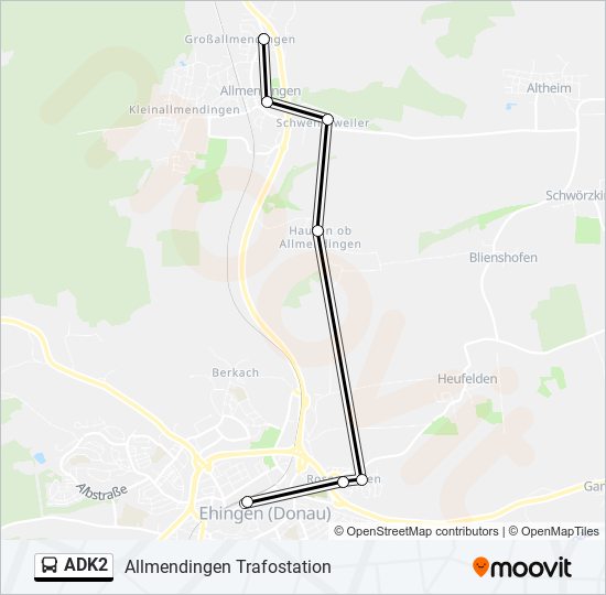 Автобус ADK2: карта маршрута