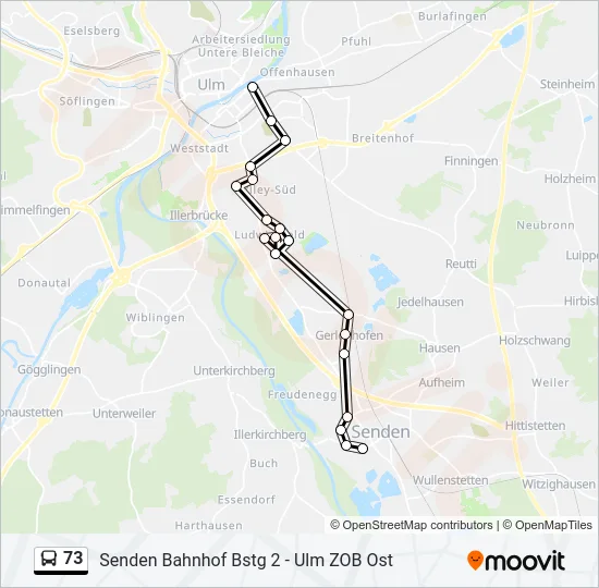 73 Bus Line Map